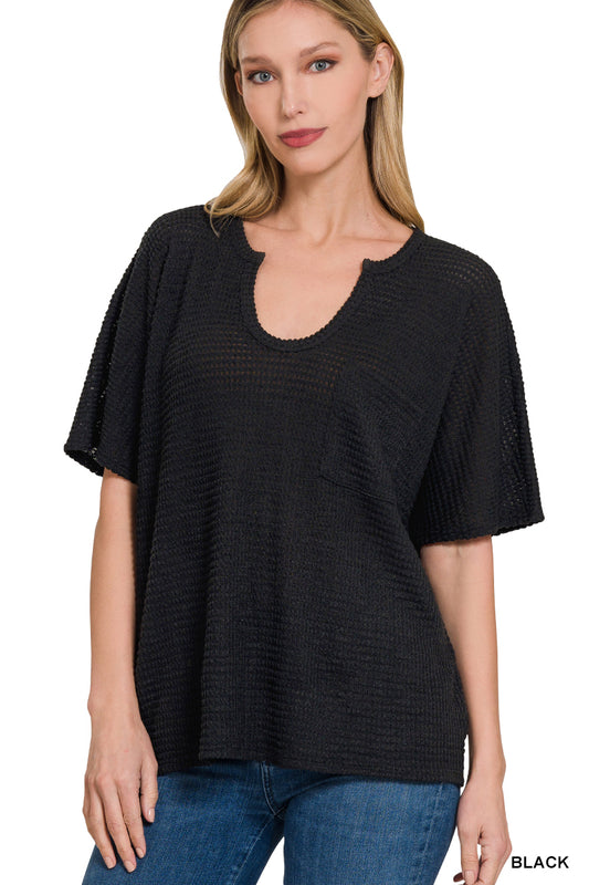 Keyhole Neckline Jacquard Sweater