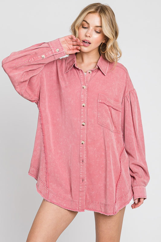 Mineral Wash Fringe shirt